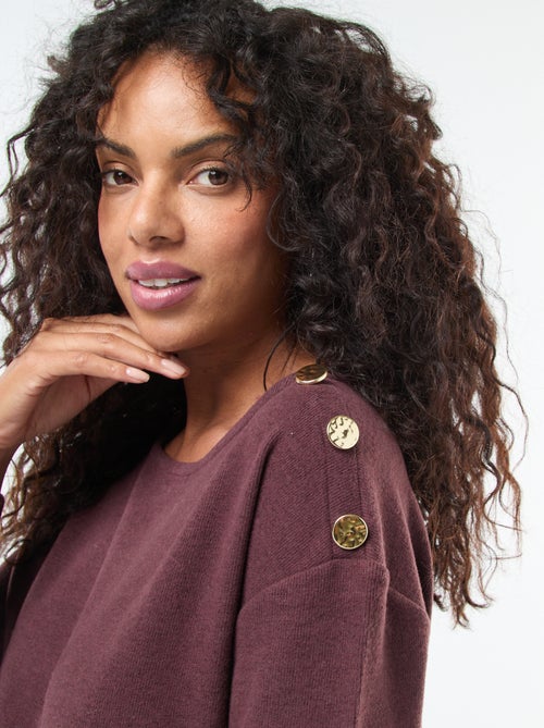 Camisola com botões fantasia dourados no ombro - Kiabi