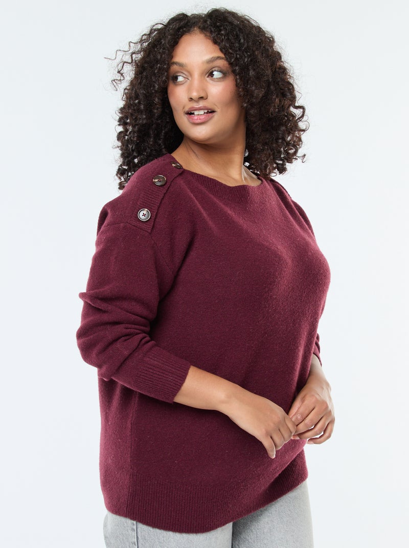 Camisola com botões fantasia no ombro Vermelho - Kiabi