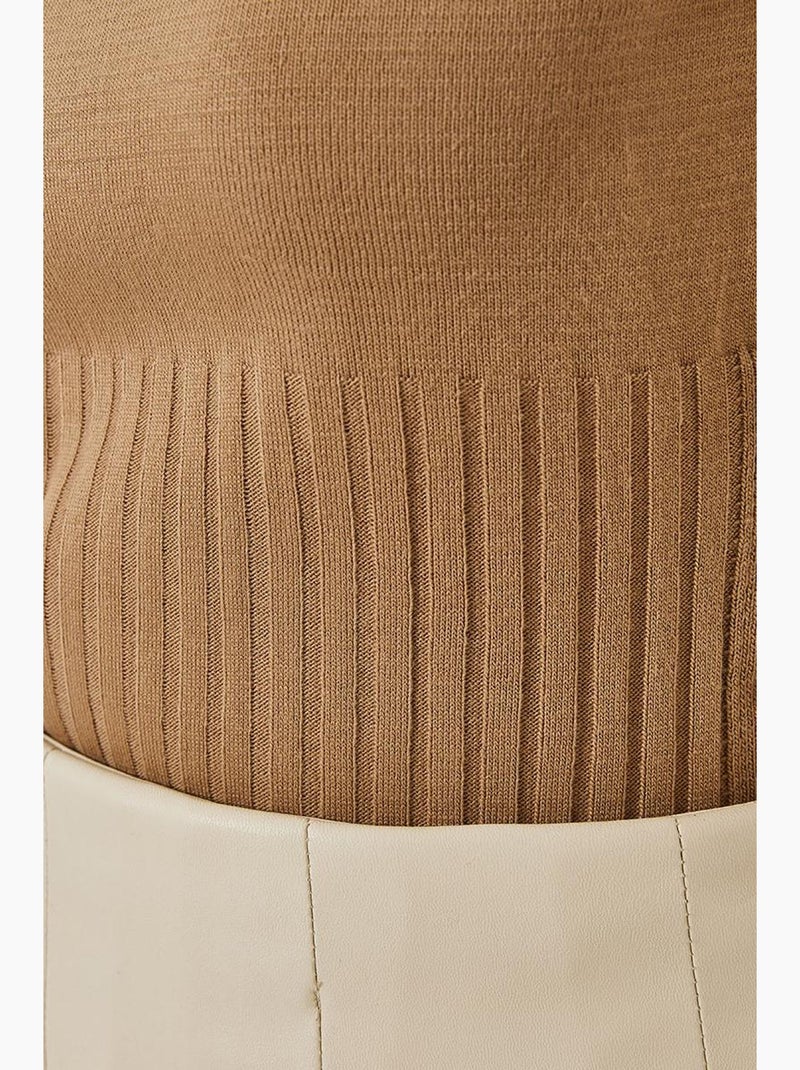 Camisola com botões laterais lucci Camelo - Kiabi