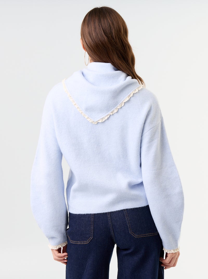 Camisola com cachecol a condizer Azul - Kiabi