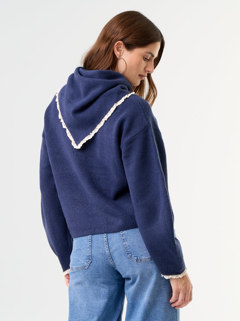 Camisola com cachecol a condizer Azul - Kiabi