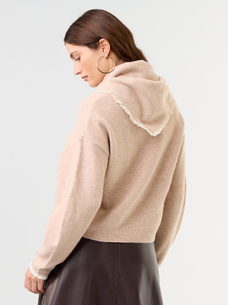Camisola com cachecol a condizer Bege - Kiabi