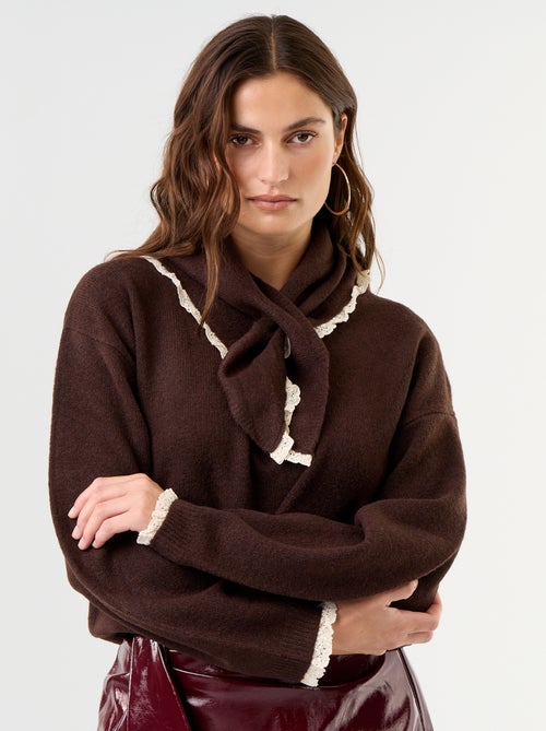 Camisola com cachecol a condizer - Kiabi