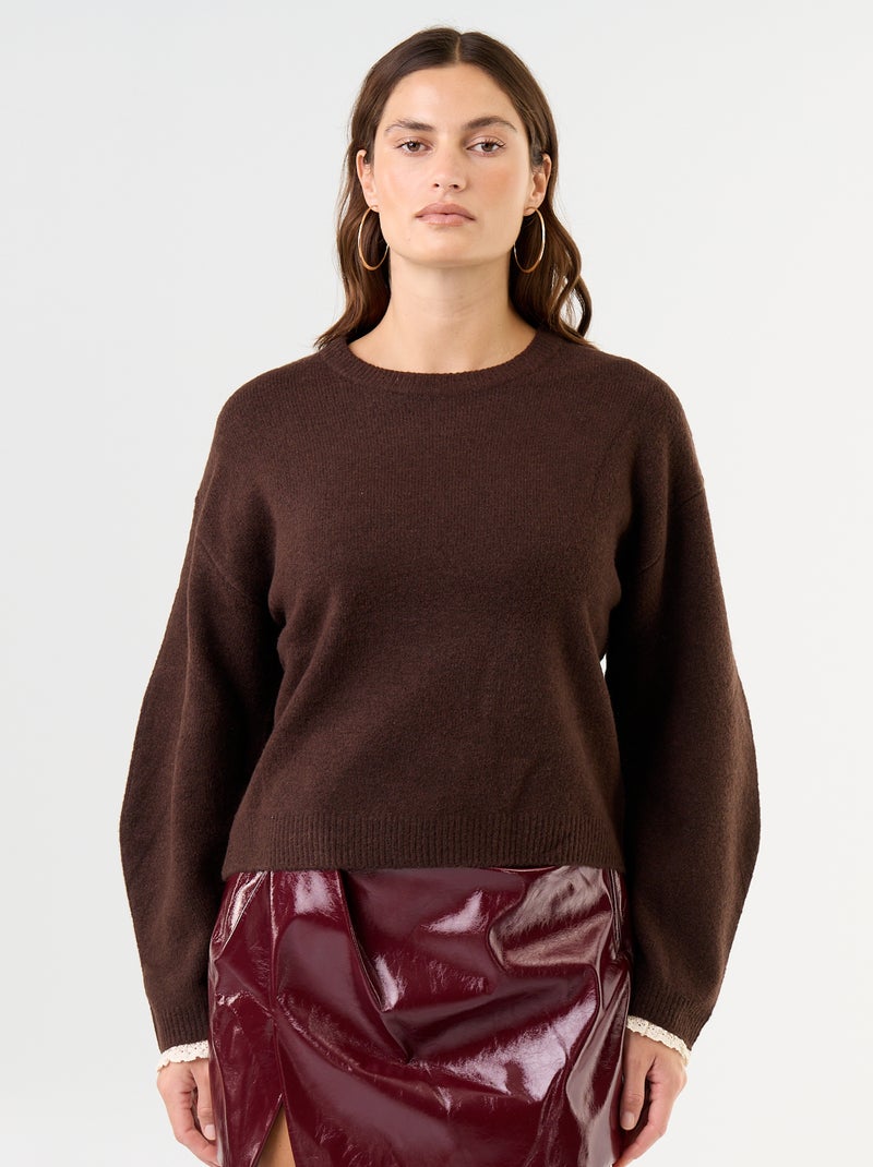 Camisola com cachecol a condizer Castanho - Kiabi