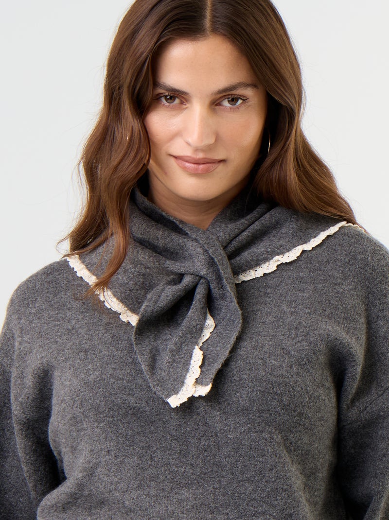 Camisola com cachecol a condizer Cinza - Kiabi