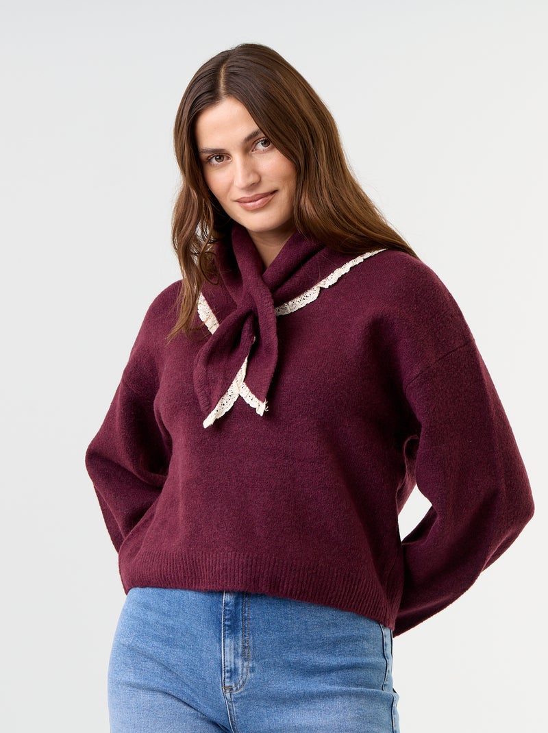 Camisola com cachecol a condizer Violeta - Kiabi
