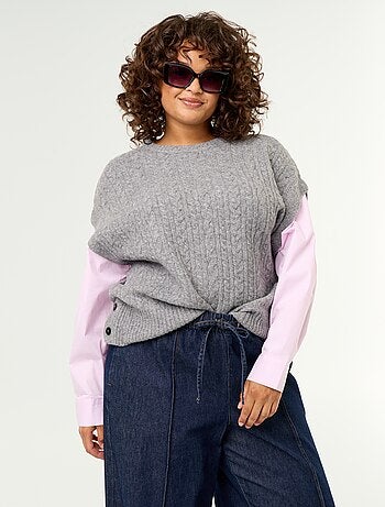 Camisola com camisa 2-em-1