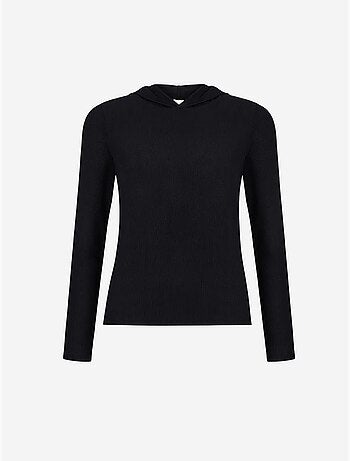 Camisola com capuz canelada em modal penti