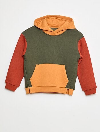 Camisola com capuz color block