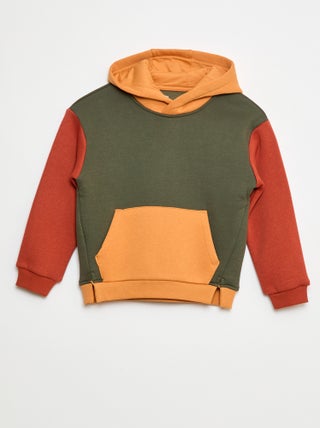 Camisola com capuz color block