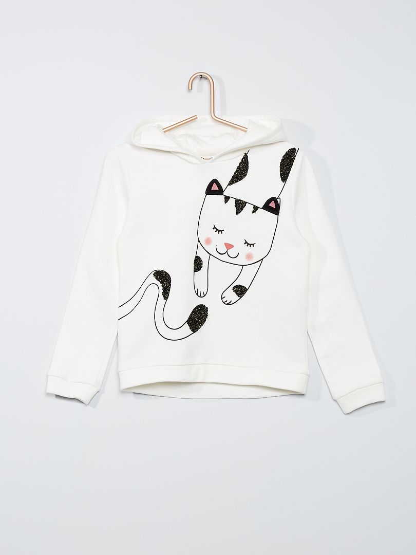 Camisola de manga comprida estampada para gato feminina, Hoodies