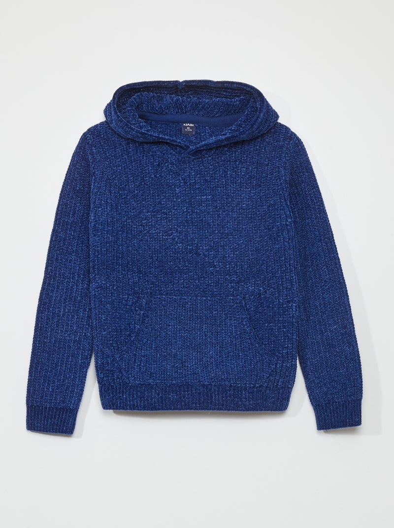 Camisola com capuz de malha folcro Azul - Kiabi