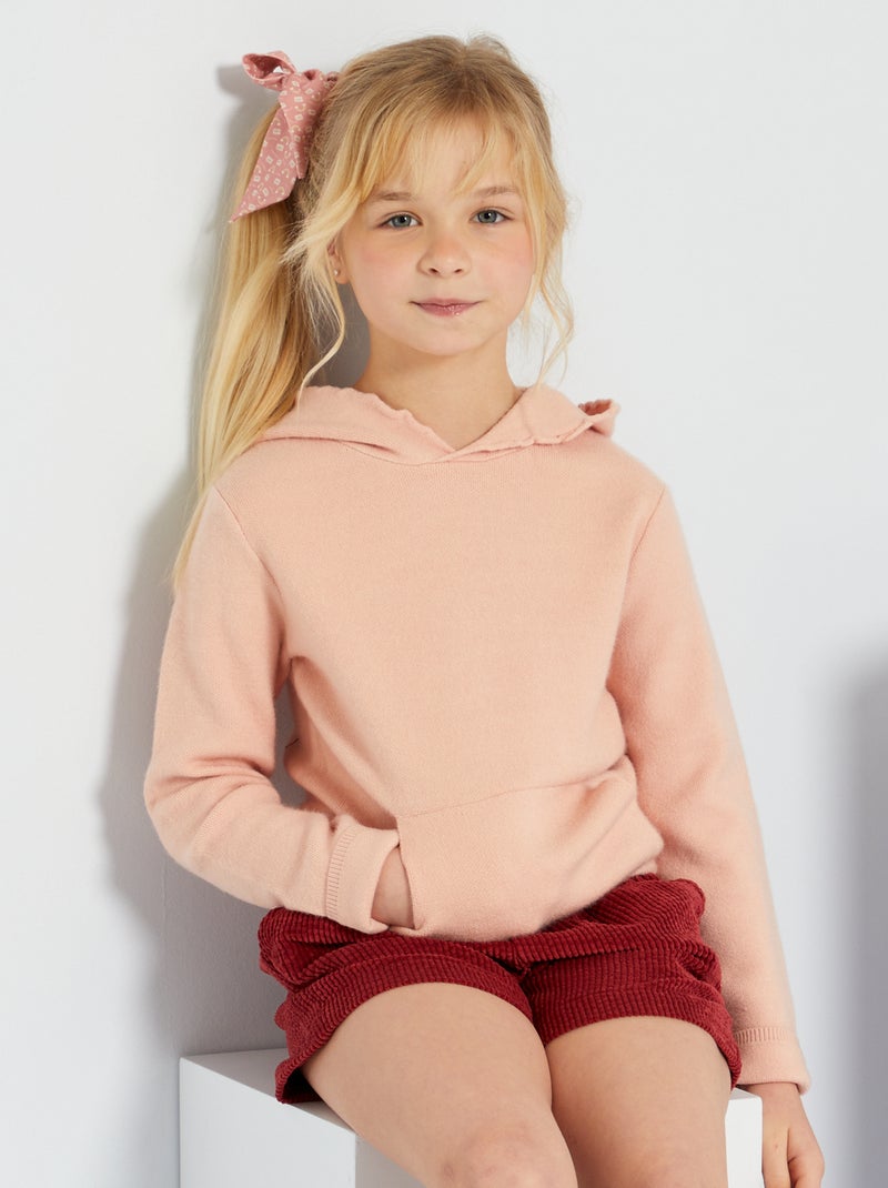 Camisola com capuz de malha ROSA - Kiabi