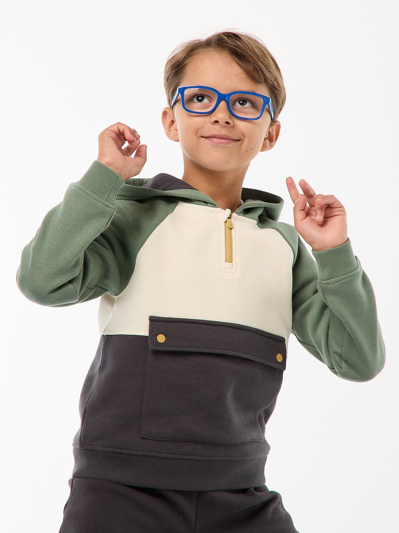 Camisola com capuz e bolso com aba - So Easy Verde - Kiabi