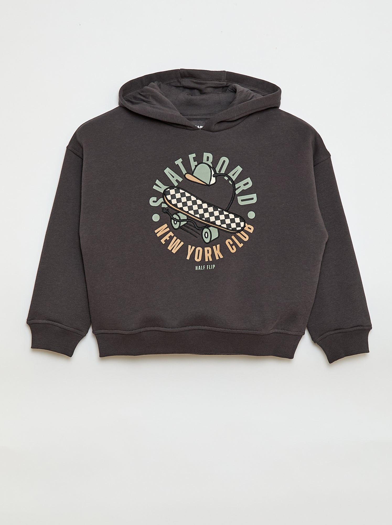 Camisola com capuz e estampado em relevo