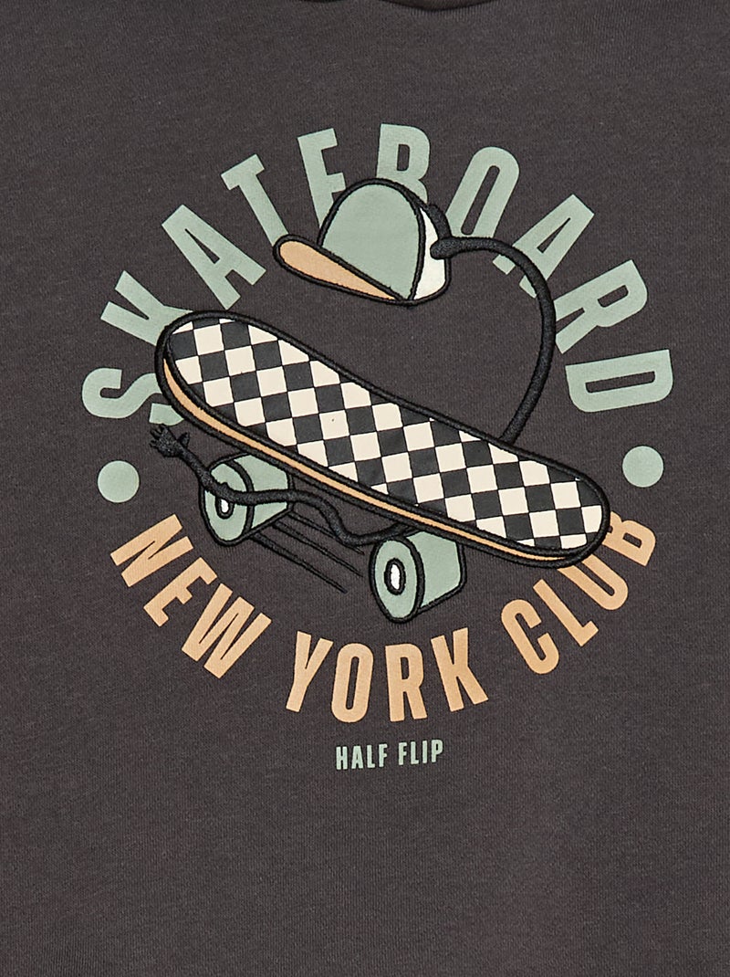 Camisola com capuz e estampado em relevo Cinza - Kiabi