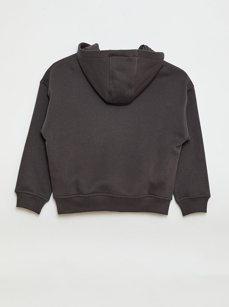 Camisola com capuz e estampado em relevo Cinza - Kiabi