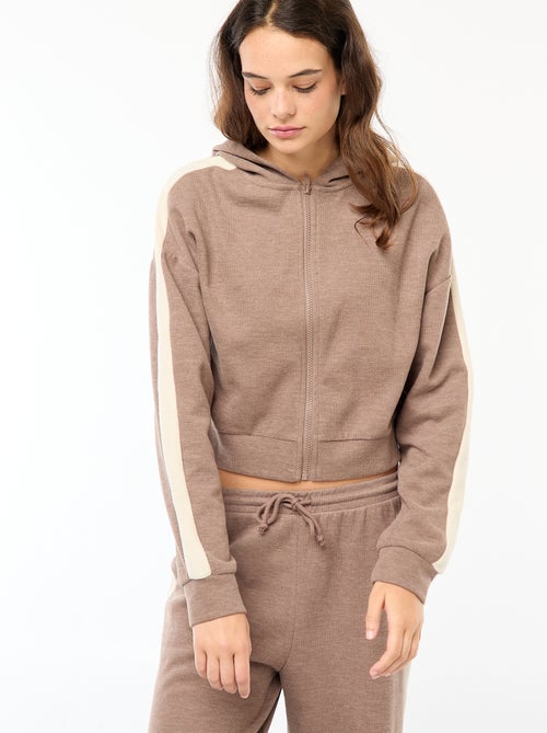 Camisola com capuz e fecho de correr - Kiabi