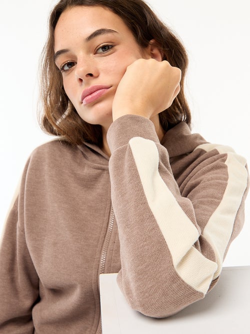 Camisola com capuz e fecho de correr - Kiabi