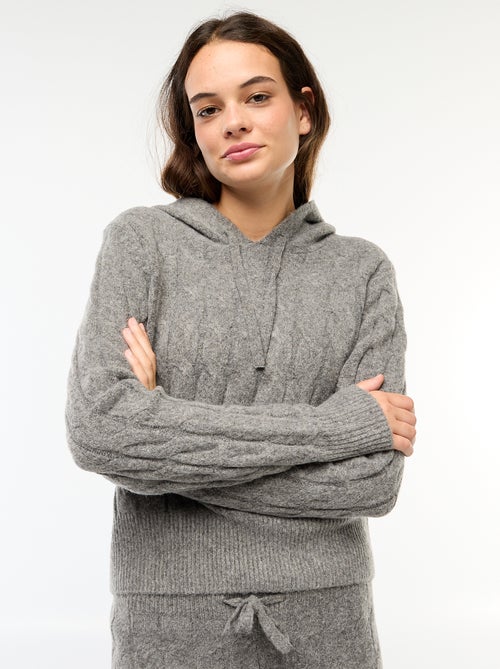 Camisola com capuz e torcidos - Kiabi