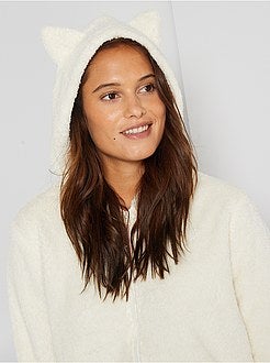 Camisola com capuz em malha peluche - Kiabi