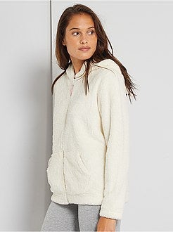 Camisola com capuz em malha peluche - Kiabi