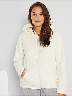 Camisola com capuz em malha peluche - Kiabi