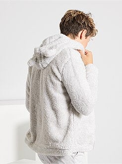 Camisola com capuz em malha peluche - Kiabi