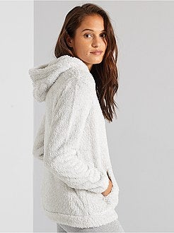 Camisola com capuz em malha peluche - Kiabi