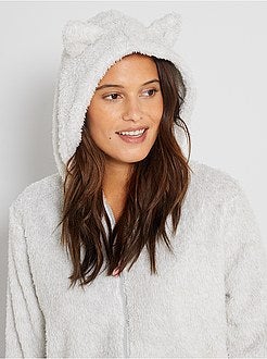 Camisola com capuz em malha peluche - Kiabi