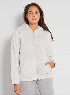 Camisola com capuz em malha peluche - Kiabi