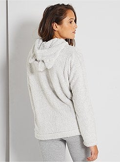Camisola com capuz em malha peluche - Kiabi
