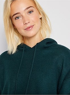 Camisola com capuz em malha - Kiabi