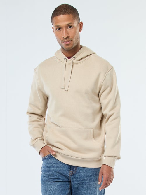 Camisola com capuz em moletom cardado com bolso canguru - Kiabi