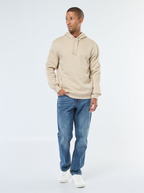 Camisola com capuz em moletom cardado com bolso canguru - Kiabi