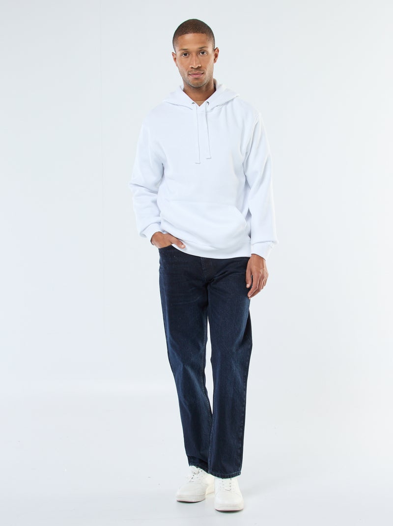 Camisola com capuz em moletom cardado com bolso canguru Branco - Kiabi