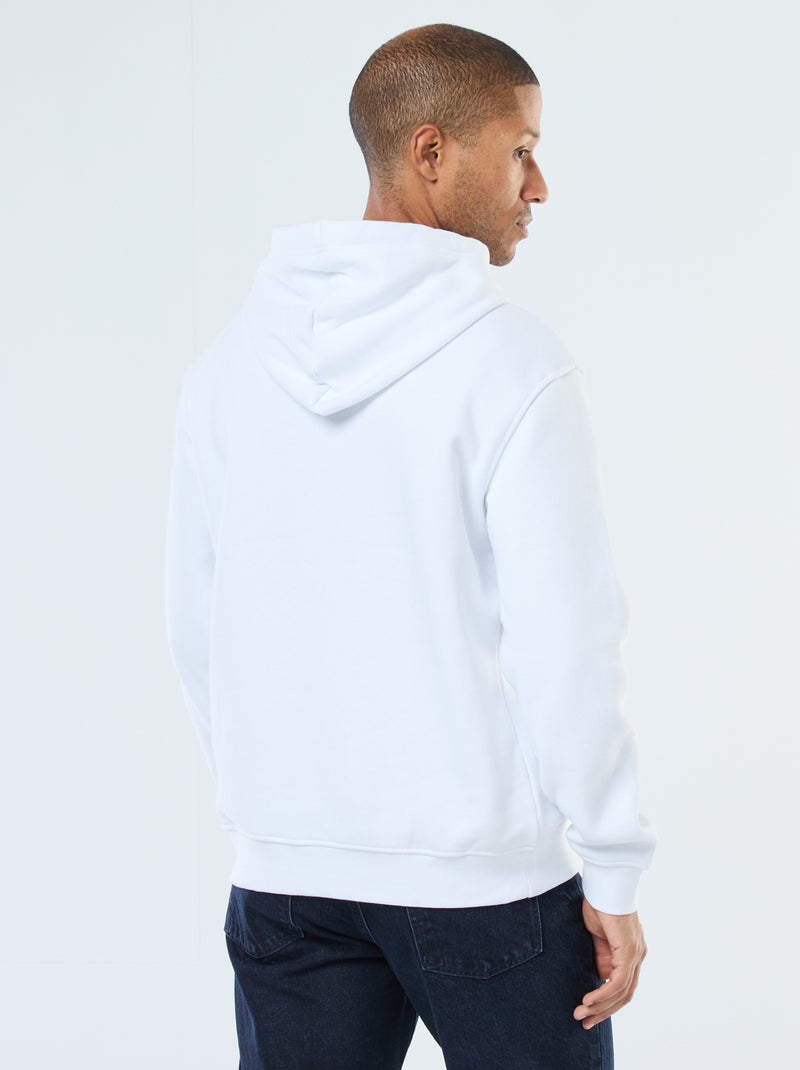 Camisola com capuz em moletom cardado com bolso canguru Branco - Kiabi