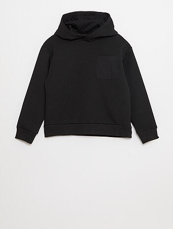 Camisola com capuz em moletom leve com bolso no peito