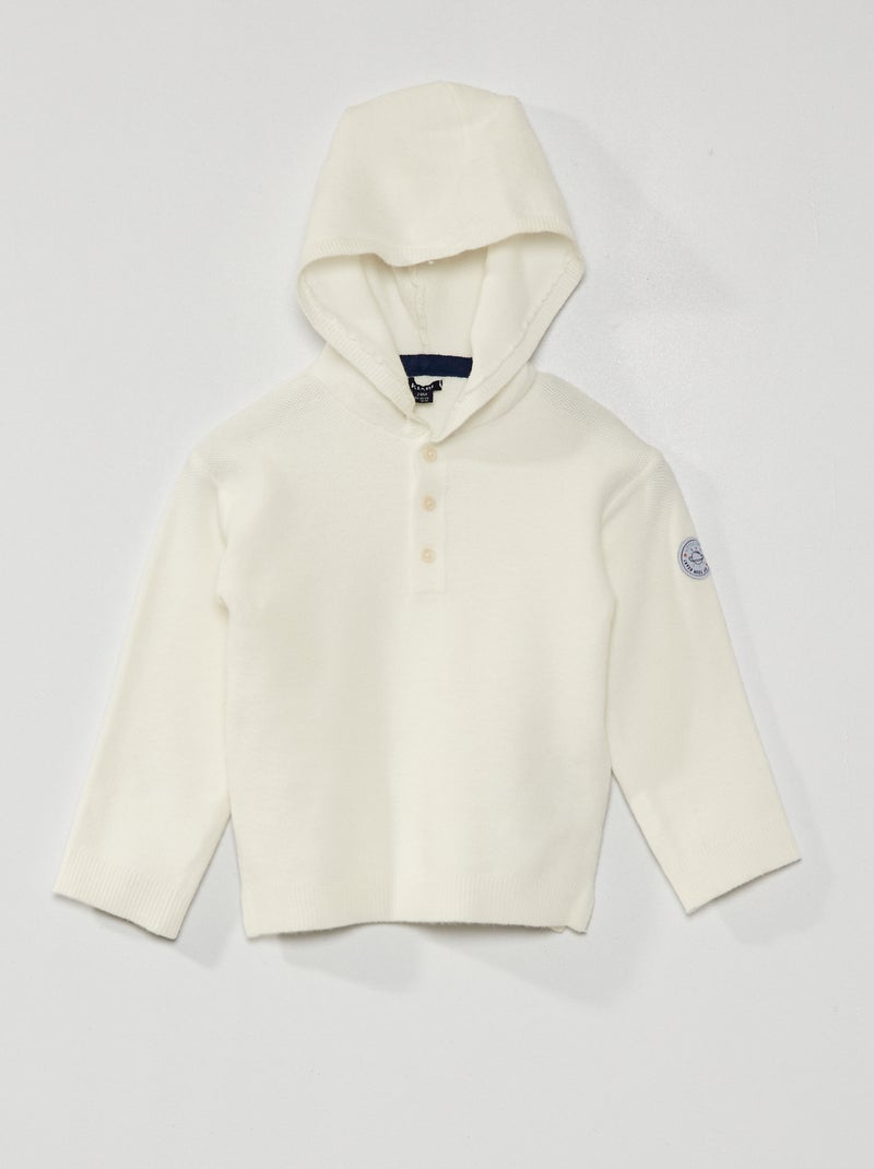 Camisola com capuz em ninho de abelha Branco - Kiabi