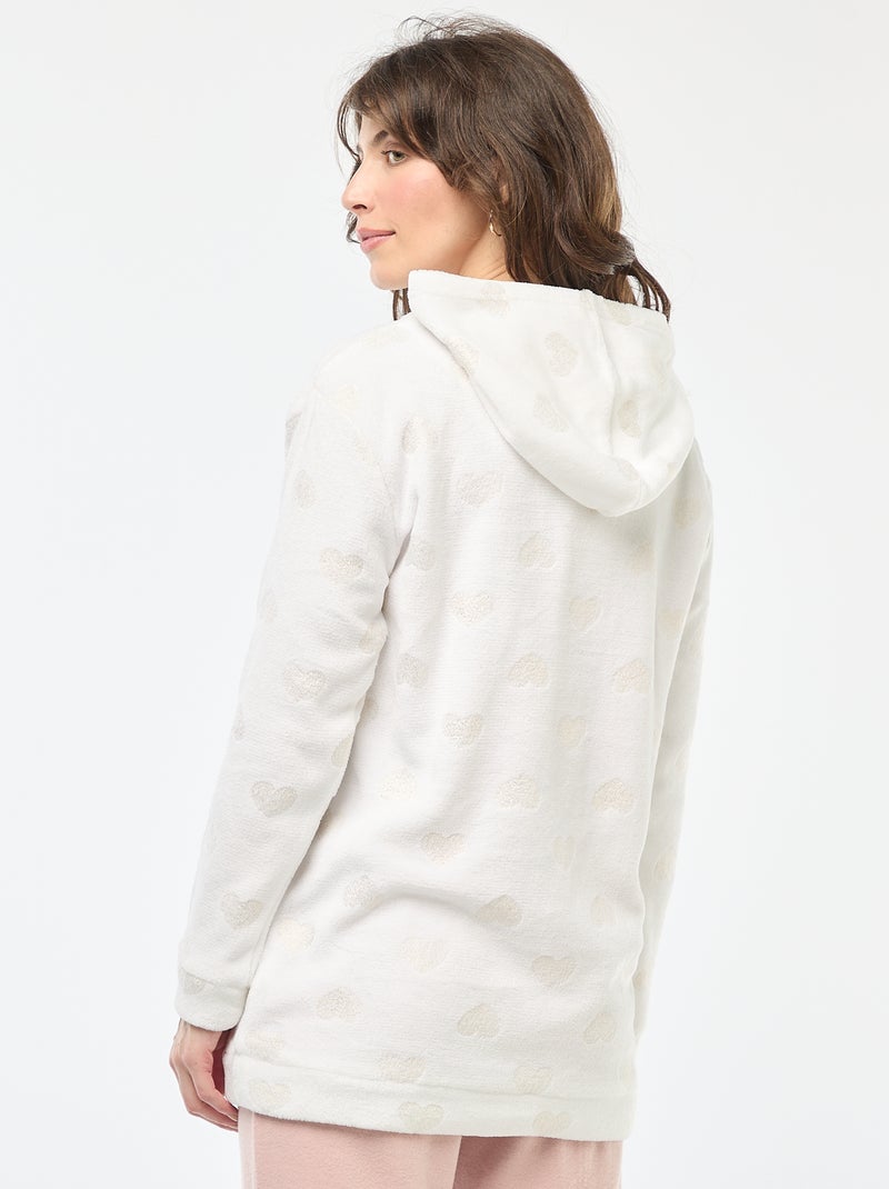 Camisola com capuz em polar Branco - Kiabi