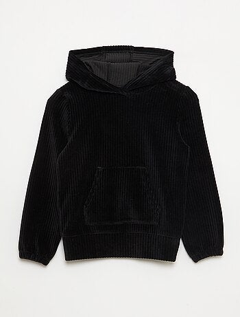 Camisola com capuz em veludo cotelê