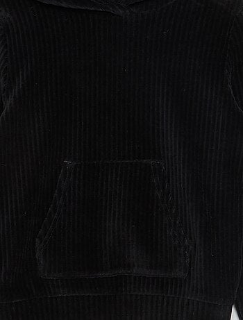 Camisola com capuz em veludo cotelê