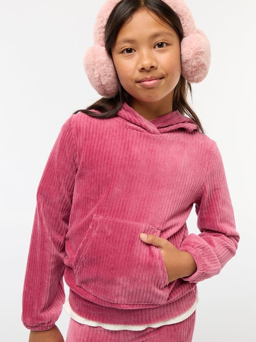 Camisola com capuz em veludo cotelê - Kiabi