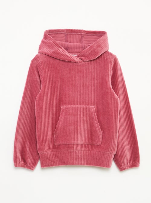 Camisola com capuz em veludo cotelê - Kiabi