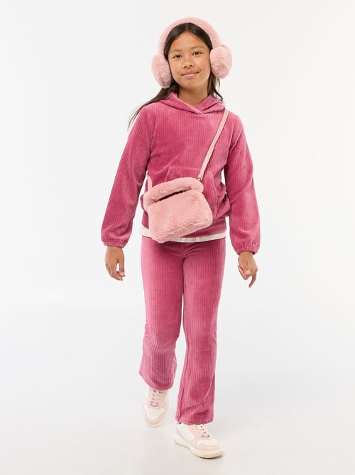 Camisola com capuz em veludo cotelê - Kiabi