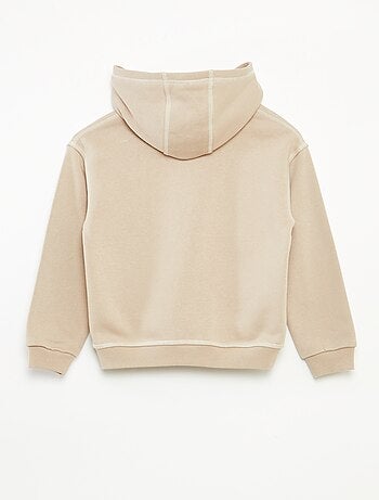 Camisola com capuz estampada