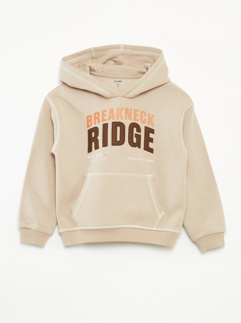 Camisola com capuz estampada Bege - Kiabi