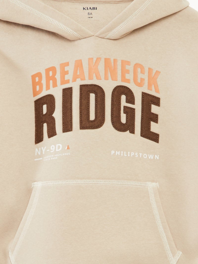 Camisola com capuz estampada Bege - Kiabi