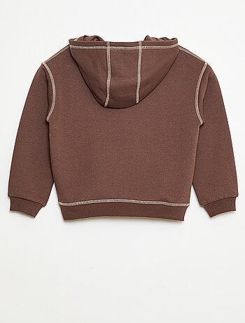 Camisola com capuz estampada