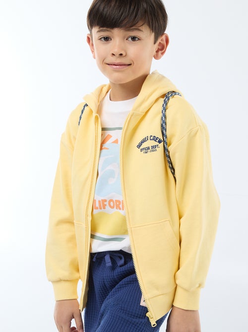 Camisola com capuz folgada bordada - Kiabi